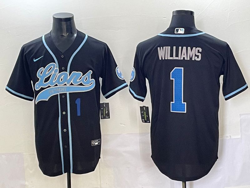 Men 2025 Detroit Lions #1 Williams Black  joint name 2024 Nike Limited NFL Jersey style 4